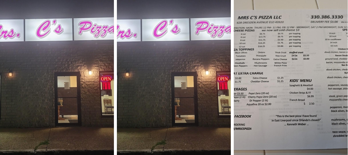 Mrs C's Pizza LLC Menu
