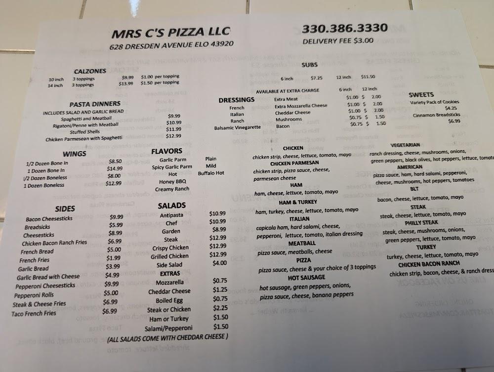 Mrs C's Pizza LLC Menu image 2